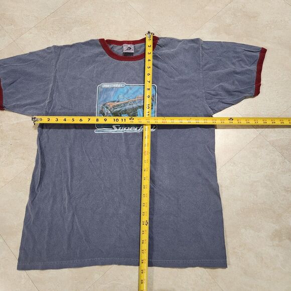VTG 90s Y2K 2000s Matchbox Cars Superfast Mens L Large Car Ringer Promo T Shirt - Picture 7 of 9